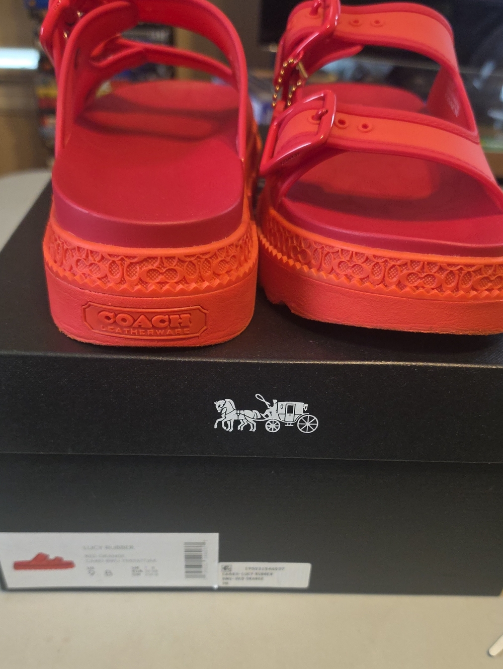 Coach Bright Coral Platform Sandals
